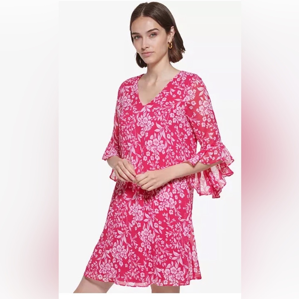 Calvin Klein Pink Floral Chiffon Dress